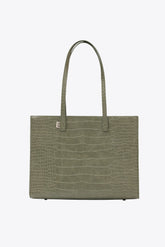The Work Tote in Olive Croc