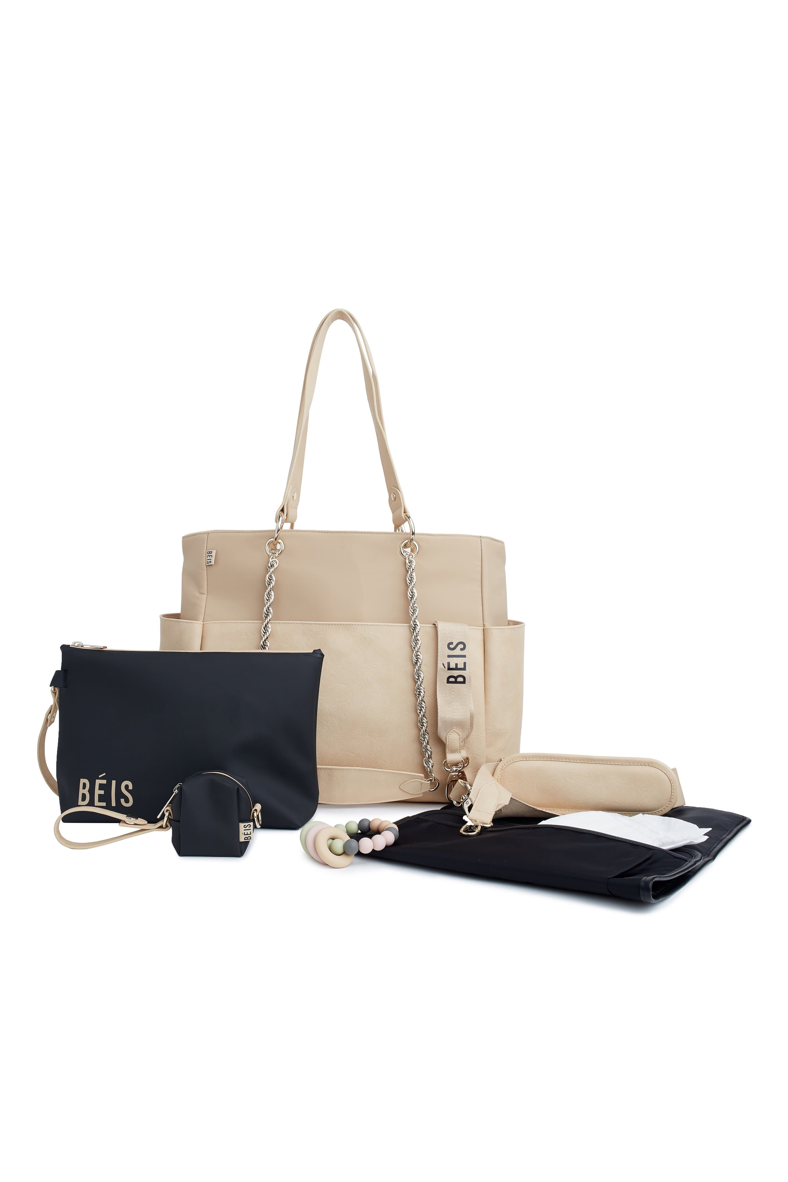 Diaper Bag Beige Front Accessories