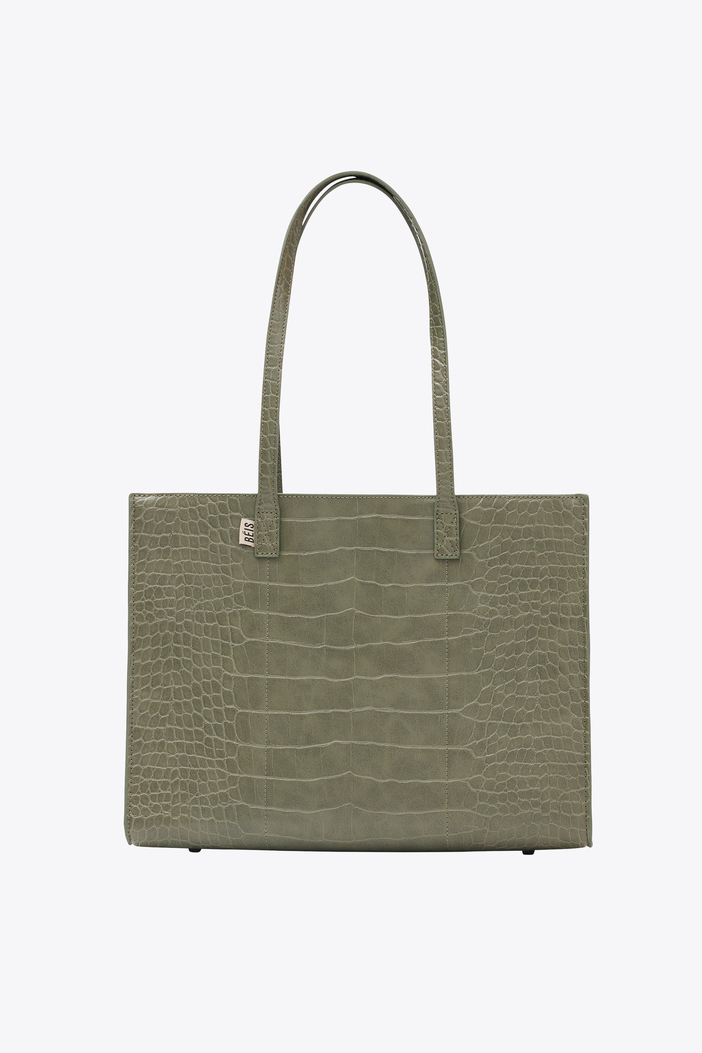 The Work Tote in Olive Croc