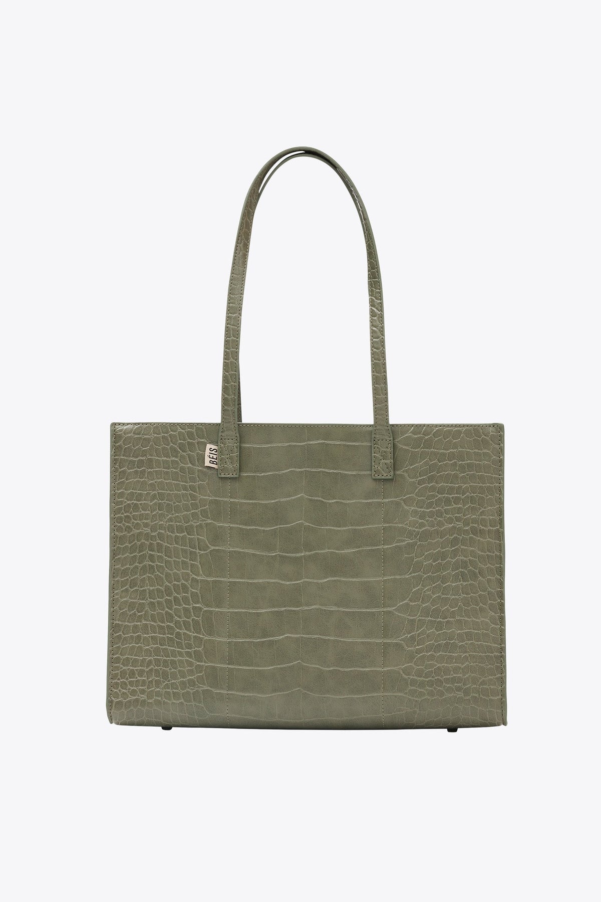 The Work Tote in Olive Croc