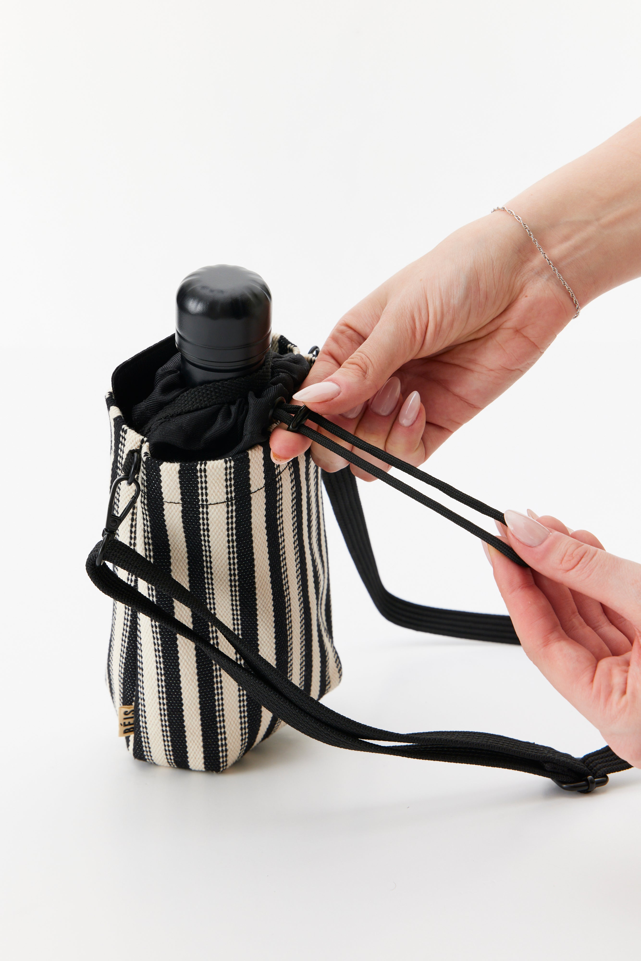 Resale The Water Bottle Crossbody in Black Stripe