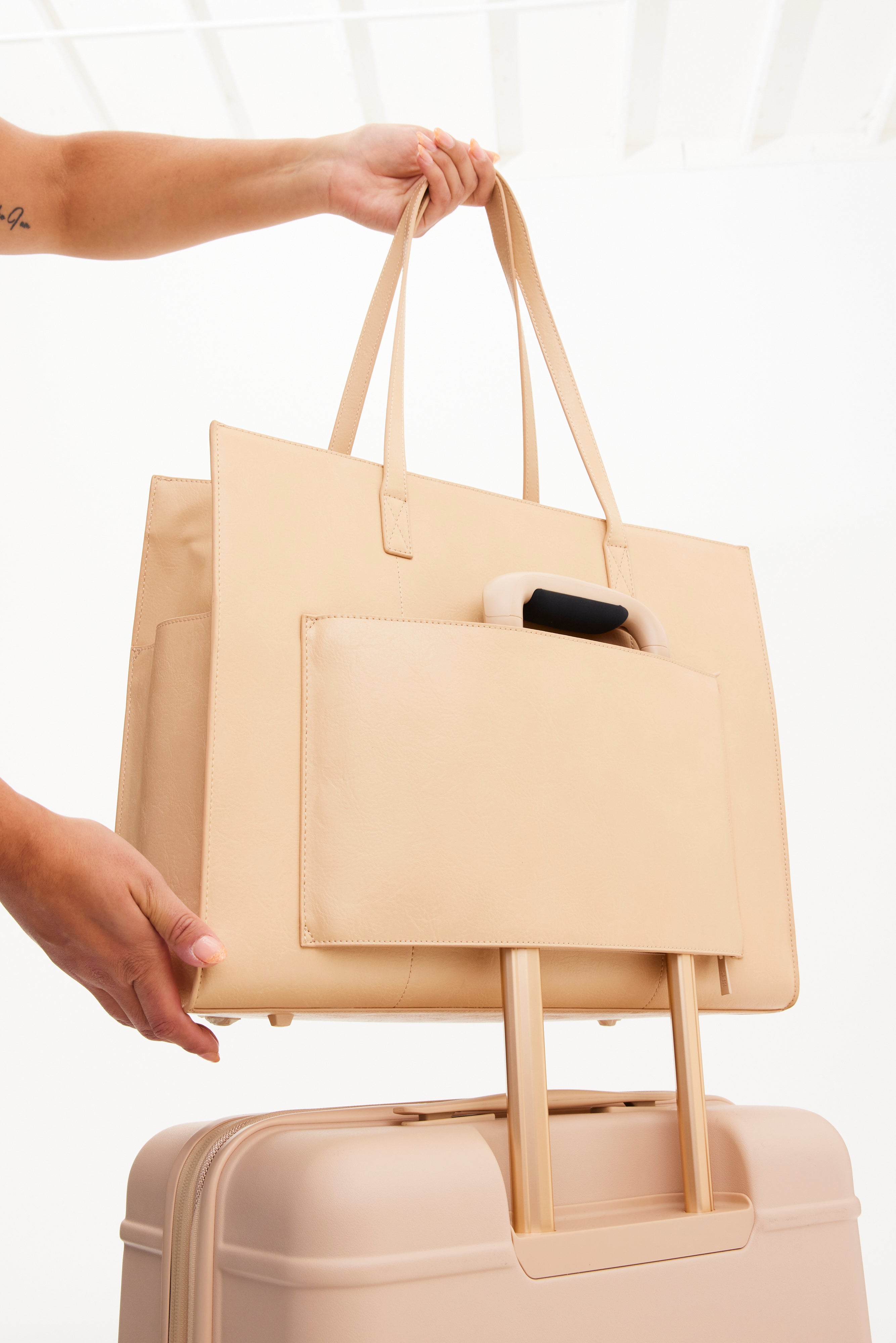 The Large Work Tote in Beige